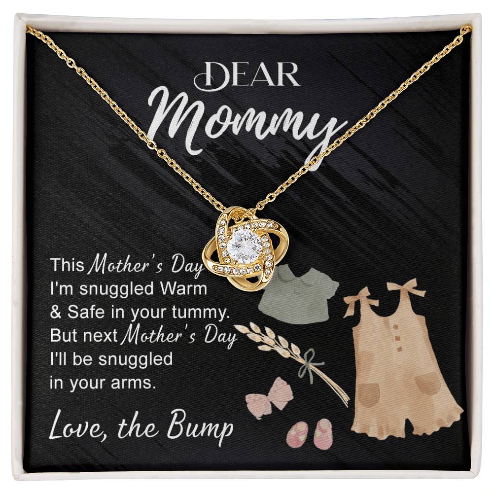 Dea Mommy Necklace Mothers Day Love Knot Necklace, Mothers Day Gifts for Pregnant Wife, Happy Mothers Day Necklace Gift for Moms to Be, Mother To Be Mothers Day Gift, To My Mommy Necklace from Bump