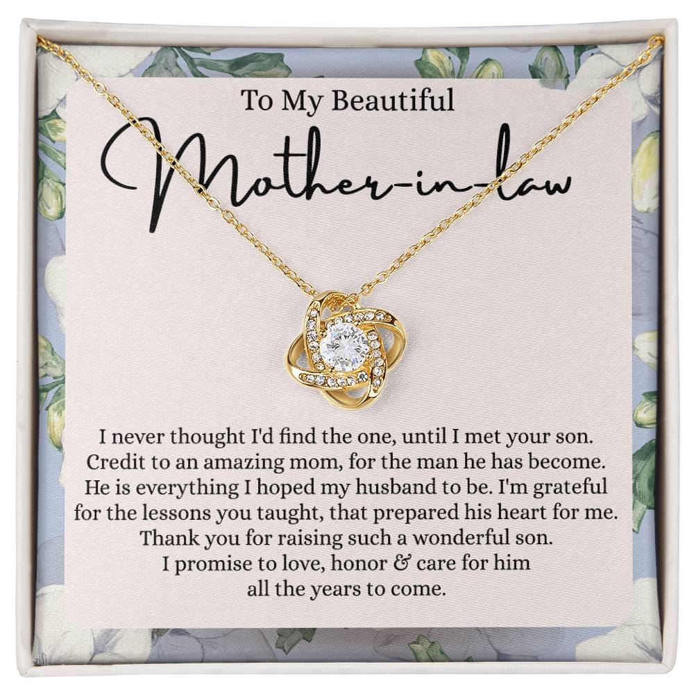 Mother In Law Gift Necklace, To My Beautiful Mother In Law Love Knot Necklace Gift From Daughter In Law, Mother And Daughter Gift Necklace Pendant, The Love Knot Necklace Gift For Mom Pendant