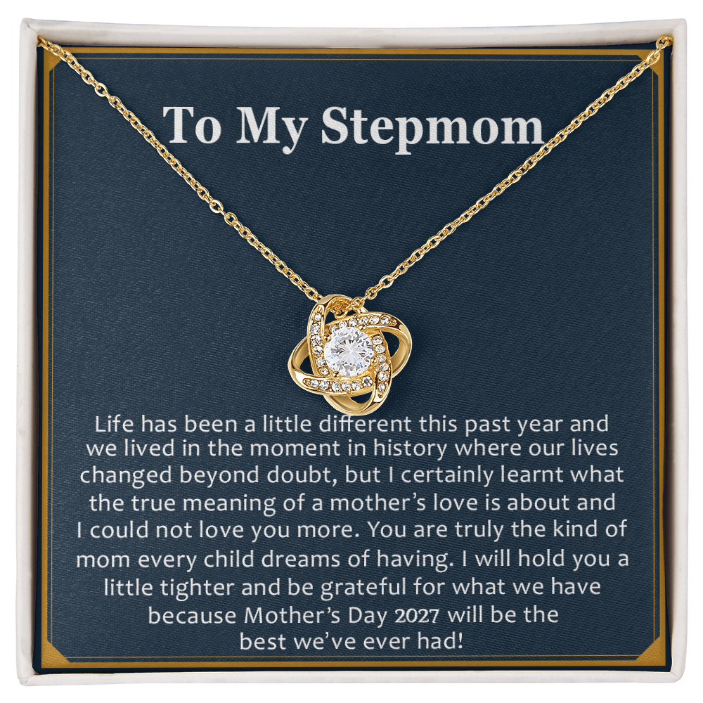 Mothers Day 2027 Gift for Stepmom, To My Step Mom Love Knot Necklace