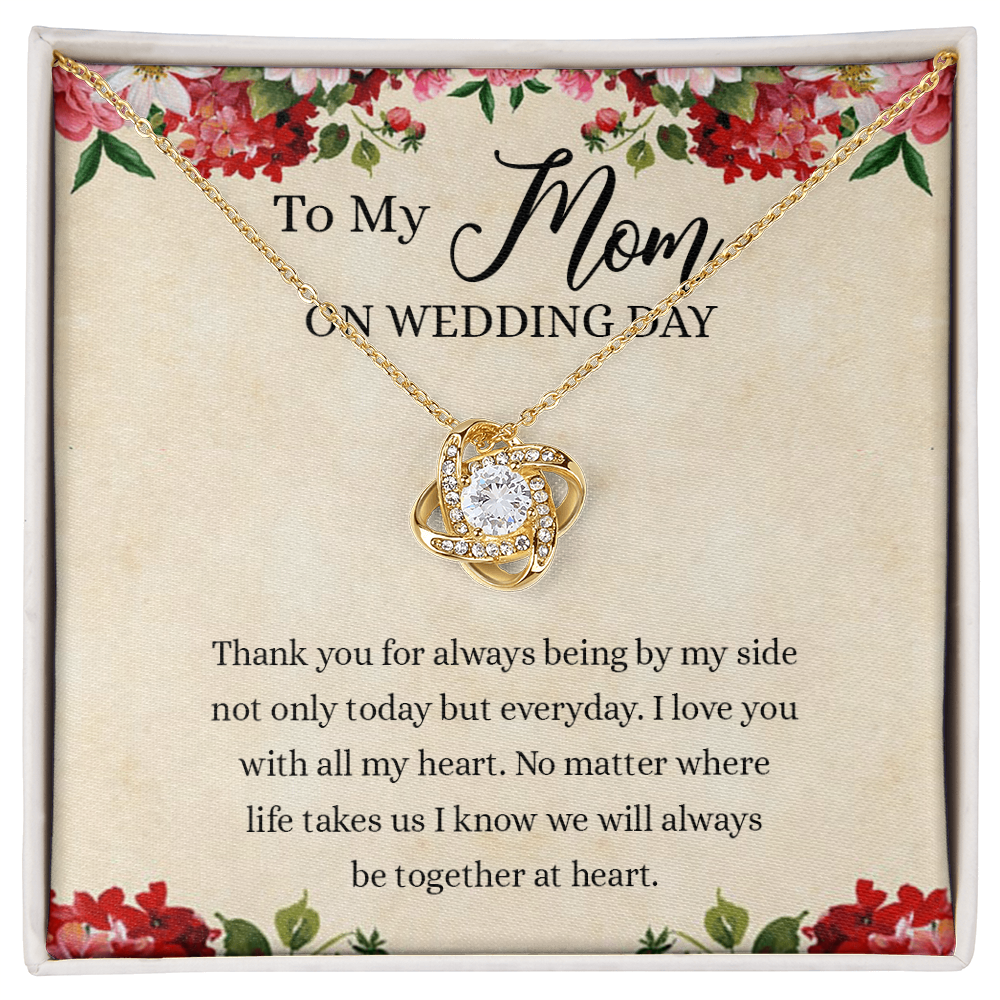To My Mom Love Knot Necklace Gift for Mom on Wedding Day, Gift Necklace for Mother of The Groom, Gift for Bridesmaid Proposal Gift Necklace, To My Mom Gift Necklace On Wedding Day from Daughter