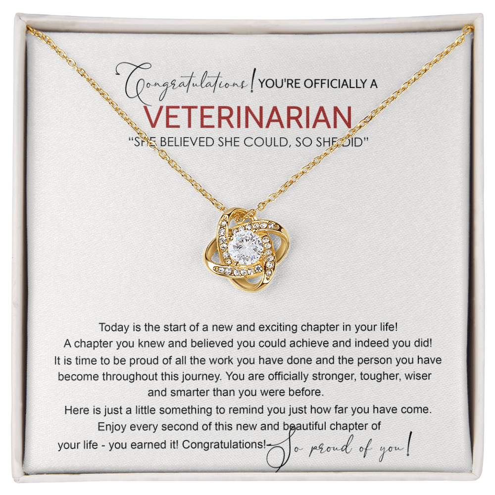 Congratulations Veterinarian Love Knot Necklace, Graduation Jewelry Gift For Girls, Her, Doctor of Veterinary Necklace, Gifts Necklace On Congrats Graduation Gard For Daughter, Granddaughter, Niece