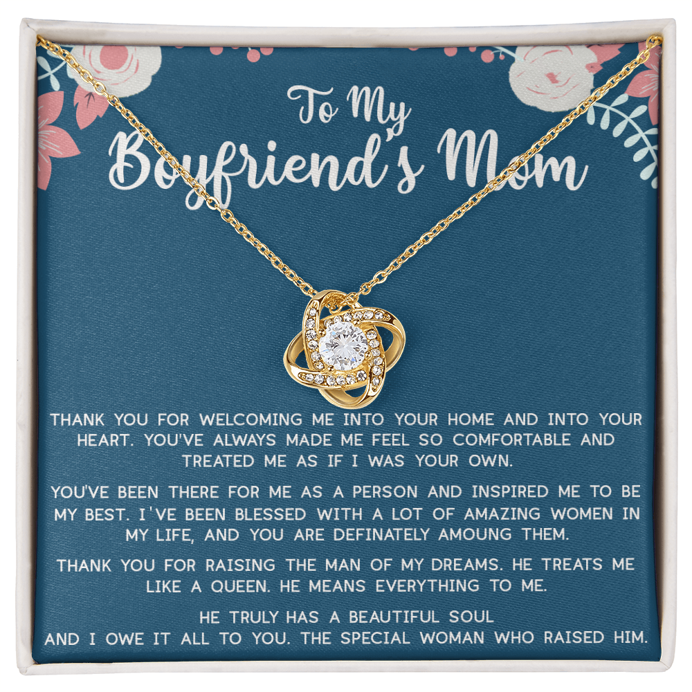 To My Boyfriend's Mom Gift Necklace, Mothers Day Necklace For Boyfriends Mom From Girlfriend, Presents for Mom Necklace for Women, Love Knot Necklace Gift For Boyfriend's Mom From Girlfriends mom