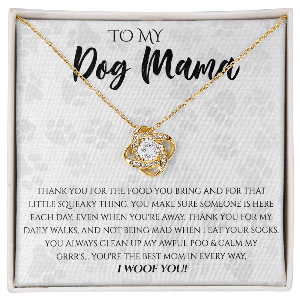 Dog Mama Necklace, To My Dog Mama Love Knot Necklace From Daughter, Son To Dog Mom Gift Necklace, Dog Mom Jewelry Gift For Women Dog Lover Necklace Mothers Card For Dog Mom Puppy Mom Gift Pendant