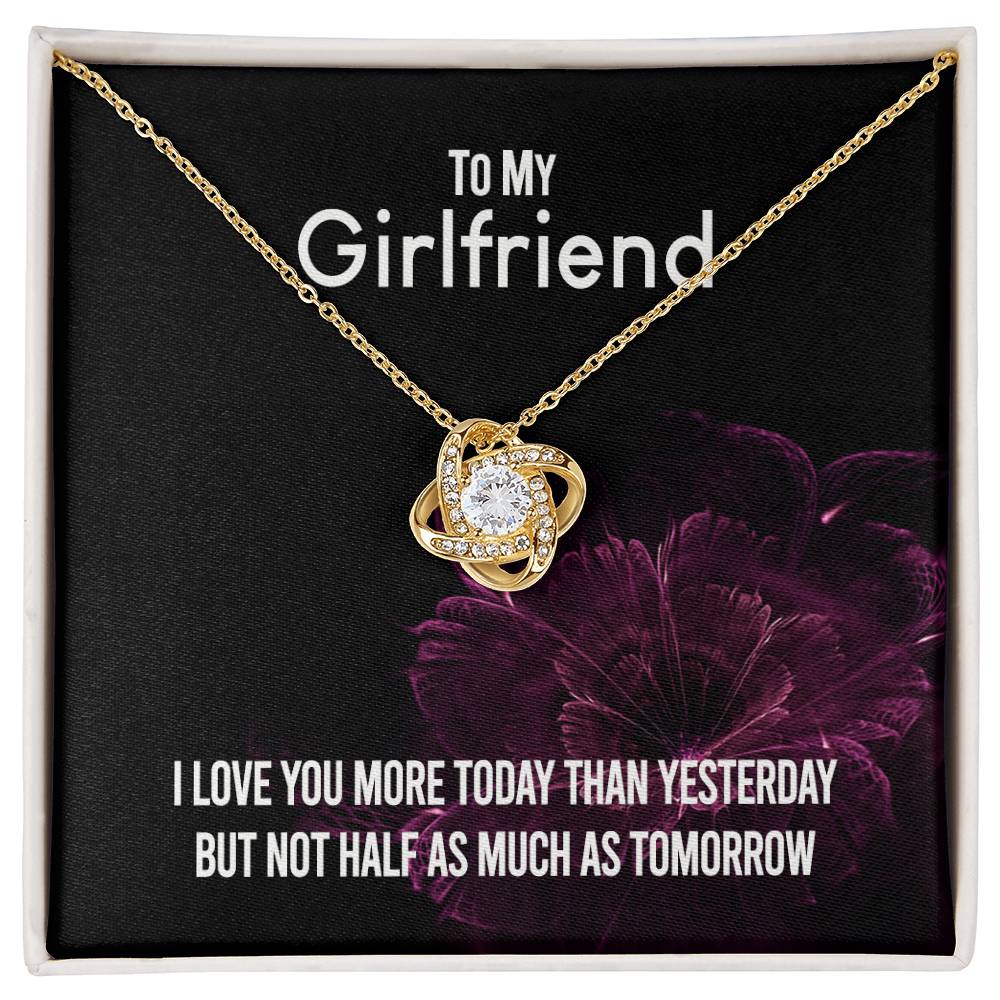 To My Girlfriend Necklace Romantic Girlfriend Birthday Gifts for Girlfriend From Boyfriend, Husband, Girlfriend Gift Necklace - Jewelry Gift For Girls, Love Knot Pendant Gift For Girlfriend, Soulmate