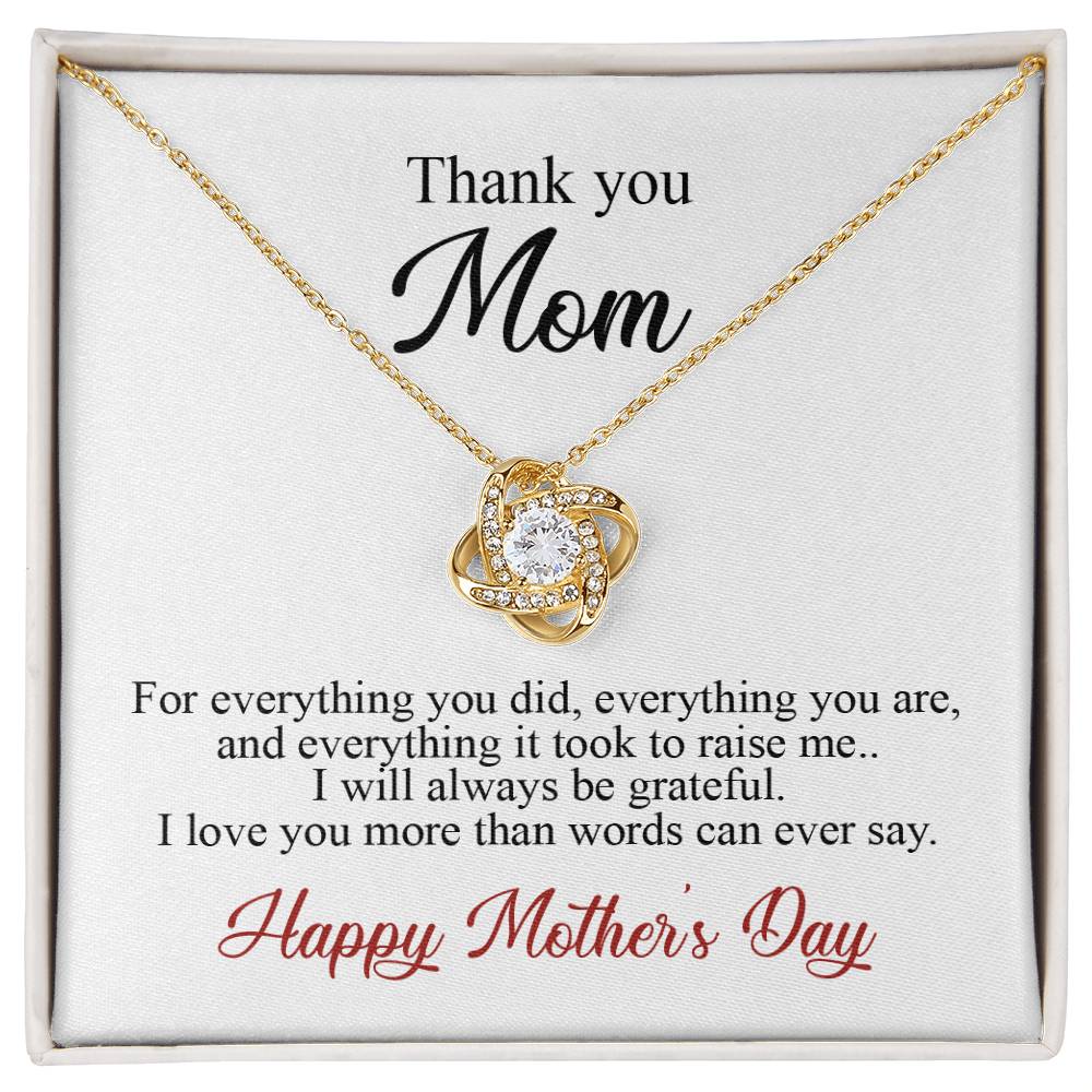 Thank You Mom Necklace Gift For Her, Happy Mother And Daughter Gift Necklace, To My Mom Necklace From Daughter, Thank You Card Gift For Mom On Mother's Day, Anniversary Necklace Gift For Her