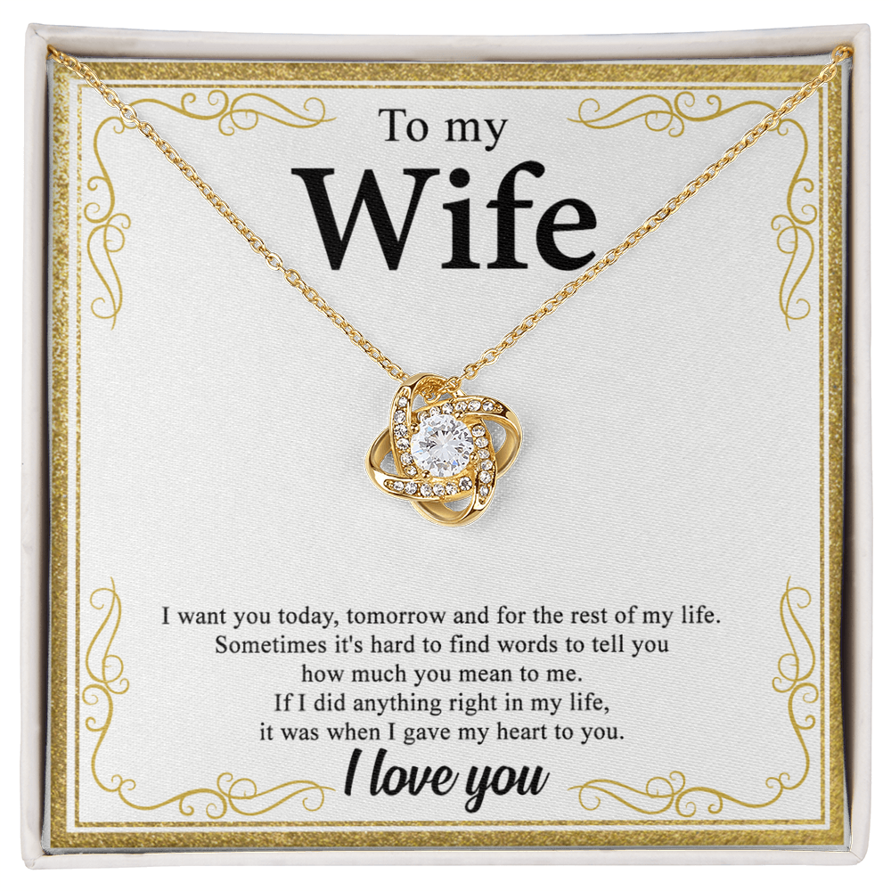 To My Wife Necklace From Husband My Heart To You Necklace Gift For Wife, Wife Gift Necklace, Husband To Wife Gift Love Knot Pendant Gift From Men Jewelry Gift For Women Soulmate Gift Pendant