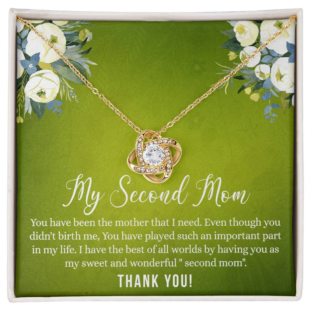 Second Mom Necklace, To My Second Mom Love Knot Necklace Gift From Daughter, Mother And Daughter Gift Necklace Personalized Gift Necklace For Mom, Thank You Love Knot Necklace Gift For Women