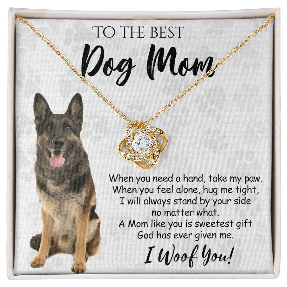 To The Best Dog Mom Love Knot Necklace From Daughter Mother's Day Necklace Gift, German Shepherd Love Knot Pendant, Jewelry Gift For Women, Dog Lovers German Shepherd Gift Necklace, Dog Mom Necklace