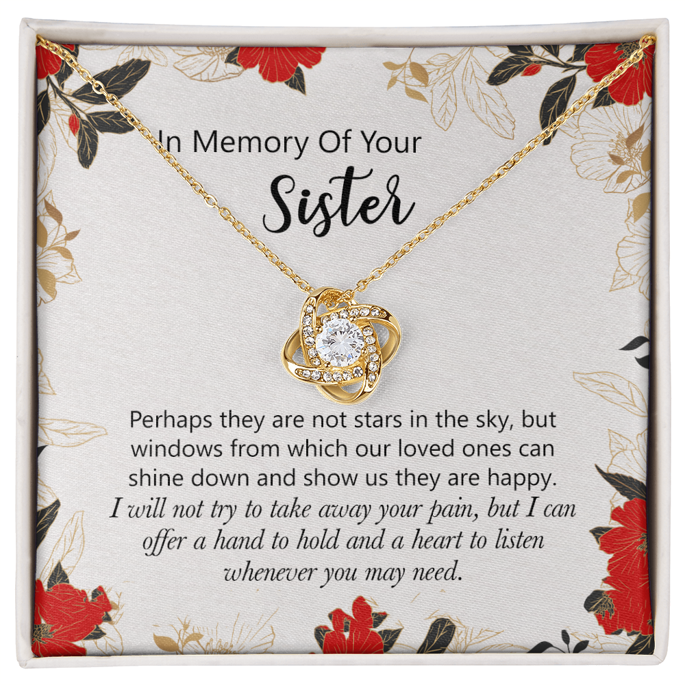 In Memory Of Your Sister Love Knot Necklace Gift For Sister, Sympathy Loss Of Sister Necklace, Memorial Gift Pendant For Loss Of Sister, Sympathy Gift Loss Of A Sister, Jewelry Gift for Women