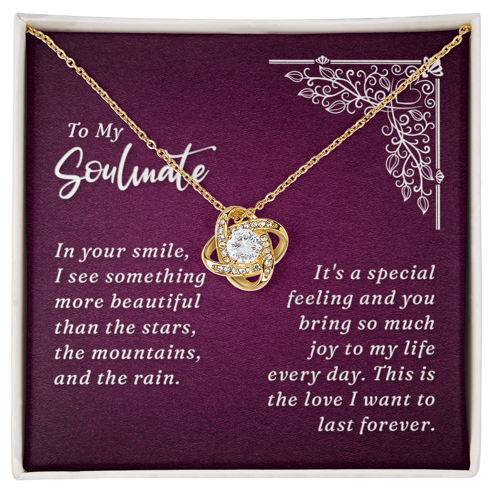 To My Soulmate Necklace From Husband, Boyfriend, Gift Necklace for Soulmate, Love Knot Necklace for Girlfriend, Soulmate Jewelry, Future Wife Gift Necklace, Necklace for Wife 14k White Gold