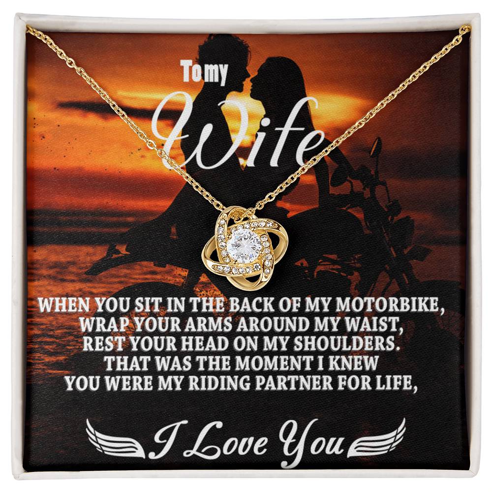 To My Wife Necklace From Husband, My Riding Partner For Life Necklace Gift For Wife From Men, Soulmate Gift Necklace Riding Partner Love Knot Necklace, Jewelry Gift For Women, I Love You Necklace