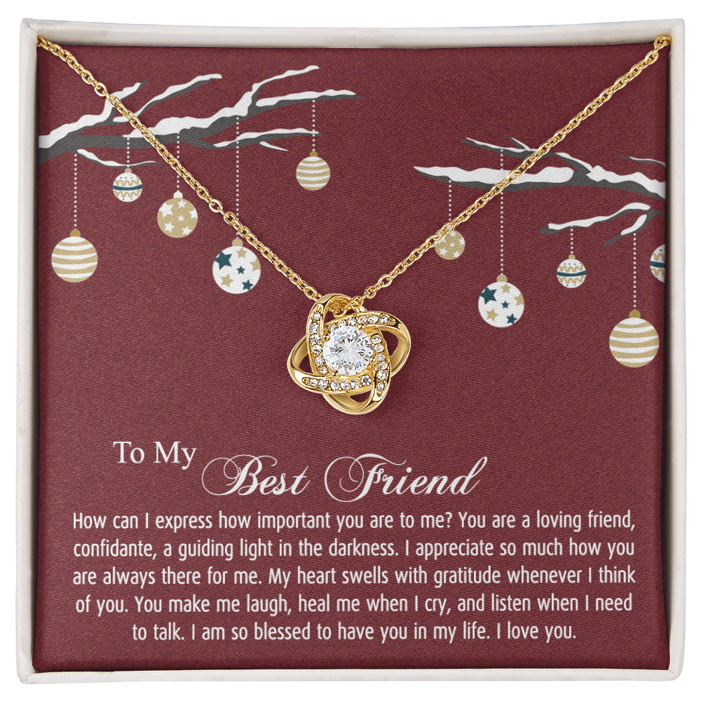 To My Best Friend Christmas Necklace From Friend, Jewelry Gift For Friend, Christmas Love Knot Necklace For Friend, BFF Gift Best Friend Gift Necklace On Birthday, Anniversary, Christmas For Friend
