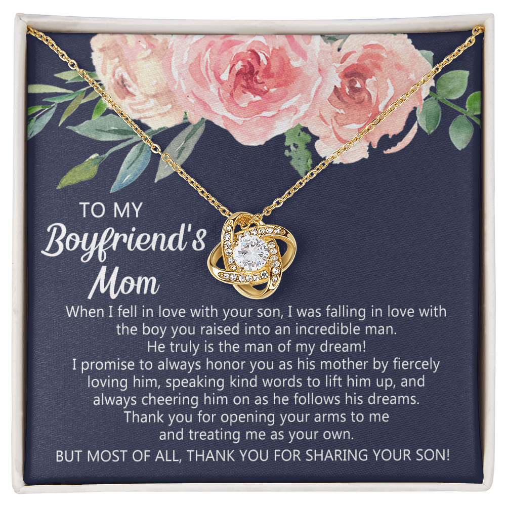 To My Boyfriend's Mom Necklace From Girlfriend, Gifts for Boyfriend's Mom Necklace, My Boyfriends Mom Love Knot Necklace From Man, Necklace On Mother's Day, Anniversary, Birthday Gifts, Christmas