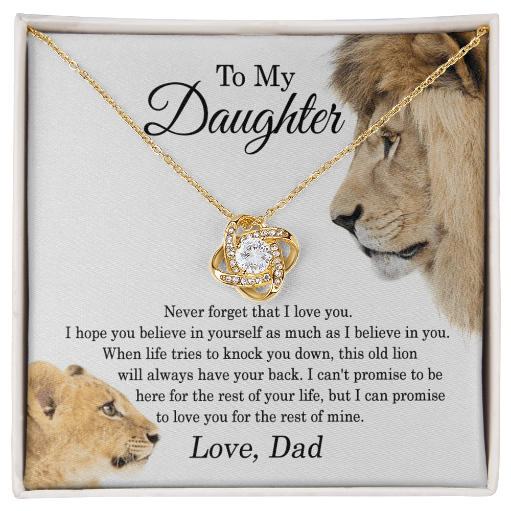 Daughter Gifts From Dad,To My Daughter Lion Dad And Daughter Necklace, Love Knot Necklace Birthday Gift for Daughter From Dad, Christmas Gift For Daughter Necklace, Father Daughter Necklace