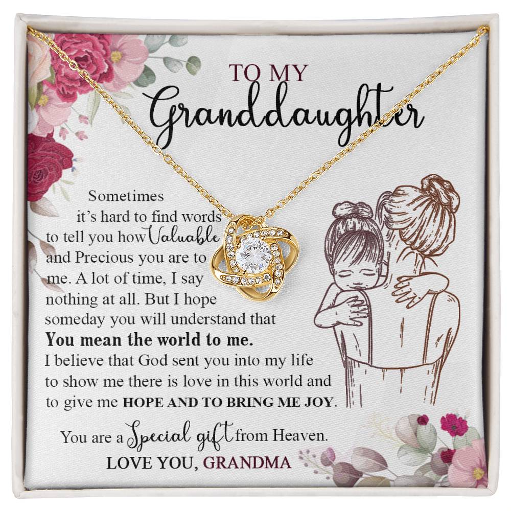 Granddaughter And Grandma Necklace, Jewelry Gift Necklace For Granddauhter - To My Granddaughter Necklace From Grandma, Love Knot Necklace For Granddaughter, Special Necklace From Heaven Necklace