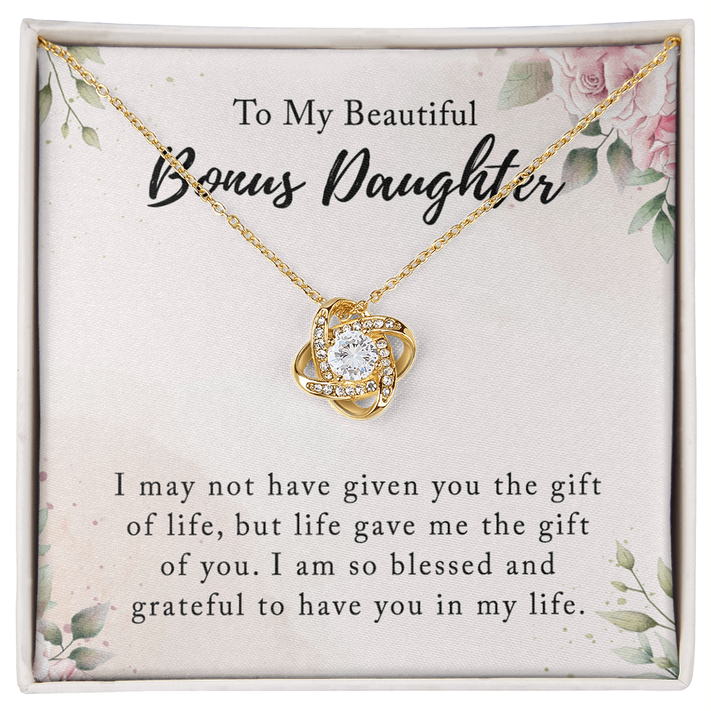 Personalized Gift Necklace - To My Beautiful Bonus Daughter Love Knot Necklace From Mom And Dad, Step daughter Necklace, Adopted daughter in law gift Jewelry Gift For Girls, Little Girls