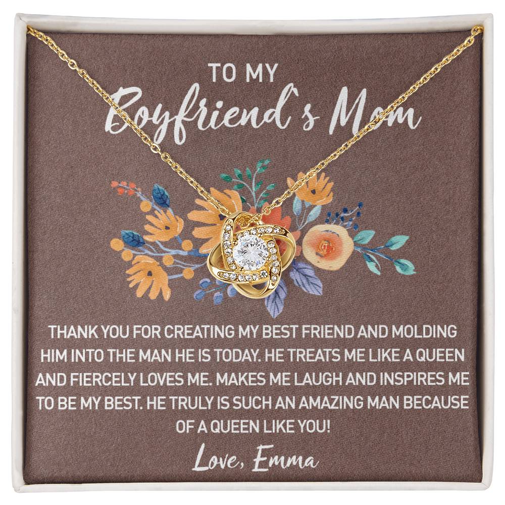 To My Boyfriend Mom Necklace From Girlfriend, Pendant For Boyfriend's Mom Gift Necklace, Love Knot Necklaces For Boyfriends Mom Gift On Christmas, Mothers Day For Boyfriend Mom, Jewelry For Her