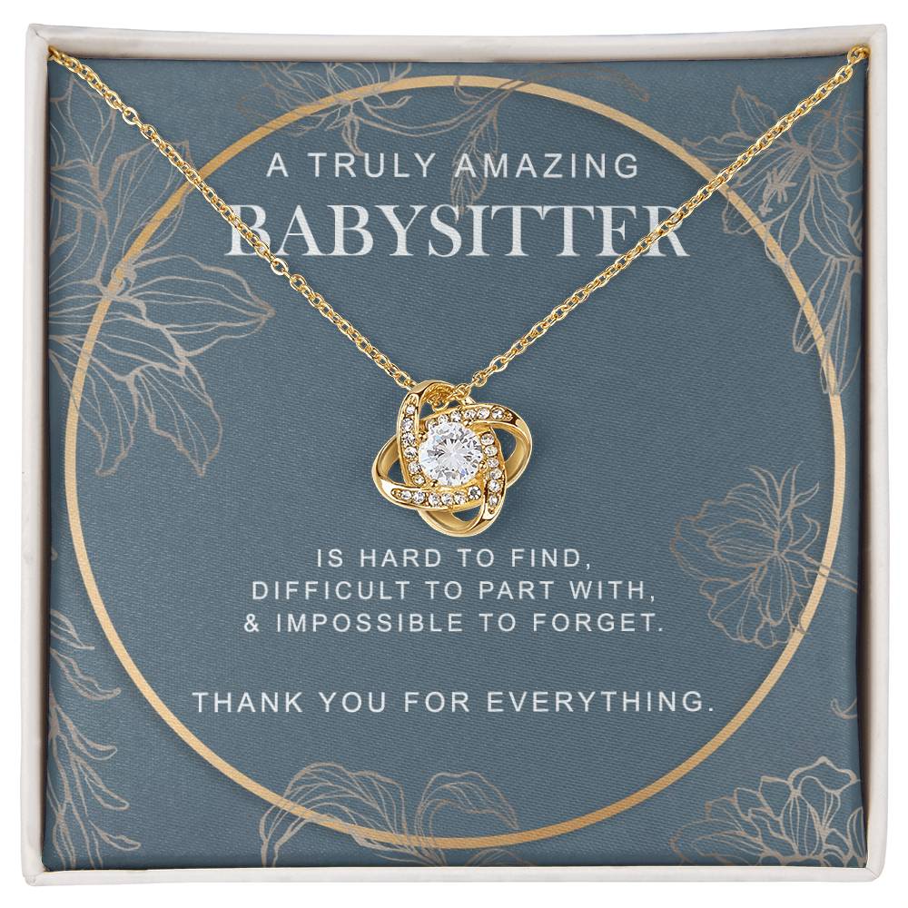Babysitter Necklace, To A Truly Amazing Babysitter Love Knot Necklace From Family, Thank You For Everything Gift Necklace, Babysitter Gift Necklace, Love Knot Pendant Appreciation Gift for Babysitter