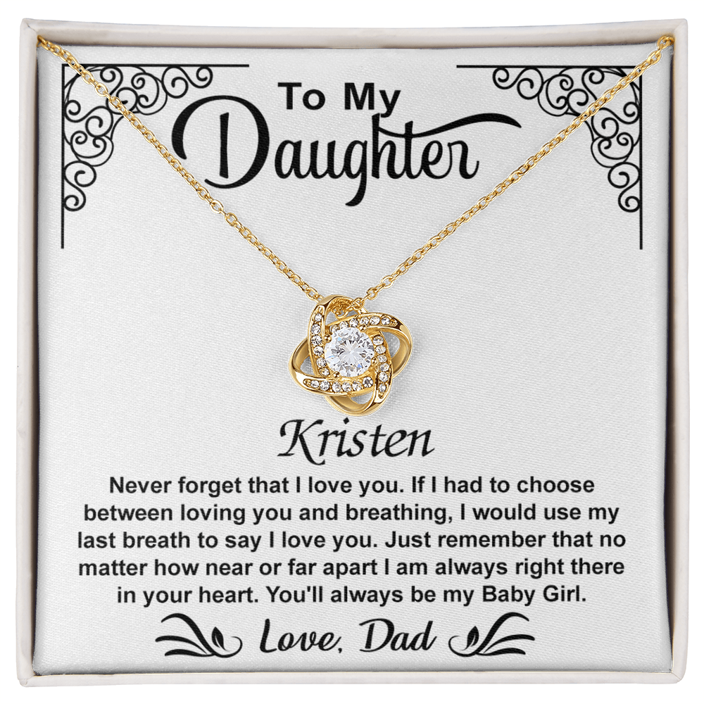 To My Daughter Love Knot Necklace with Luxury Box Gift From Dad, To My Daughter Lion Dad And Daughter - Father Daughter Gifts Ideas Love, Pendant Necklaces On Birthday, Christmas