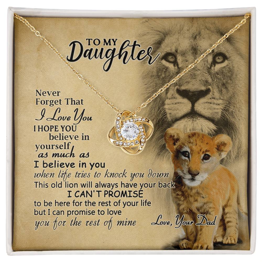 Daughter Gifts Necklace from Lion Dad to Daughter, Father Daughter Necklace, To My Daughter Lion Love Knot Necklace Gift Dad And Daughter Necklace Gift on Birthday Gift Anniversary Graduation Gift