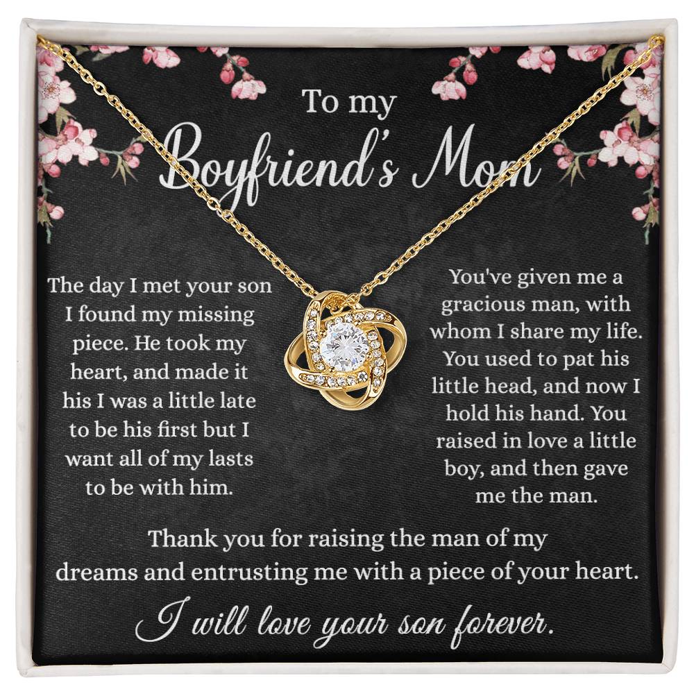 To My Boyfriend's Mom Necklace From Girlfriend, With Message Card And Box Gift For Her, Boyfriends Mom Gift Necklace, Gift for Bf Mom, Mothers Day Necklace For Boyfriends Mom From Girlfriend