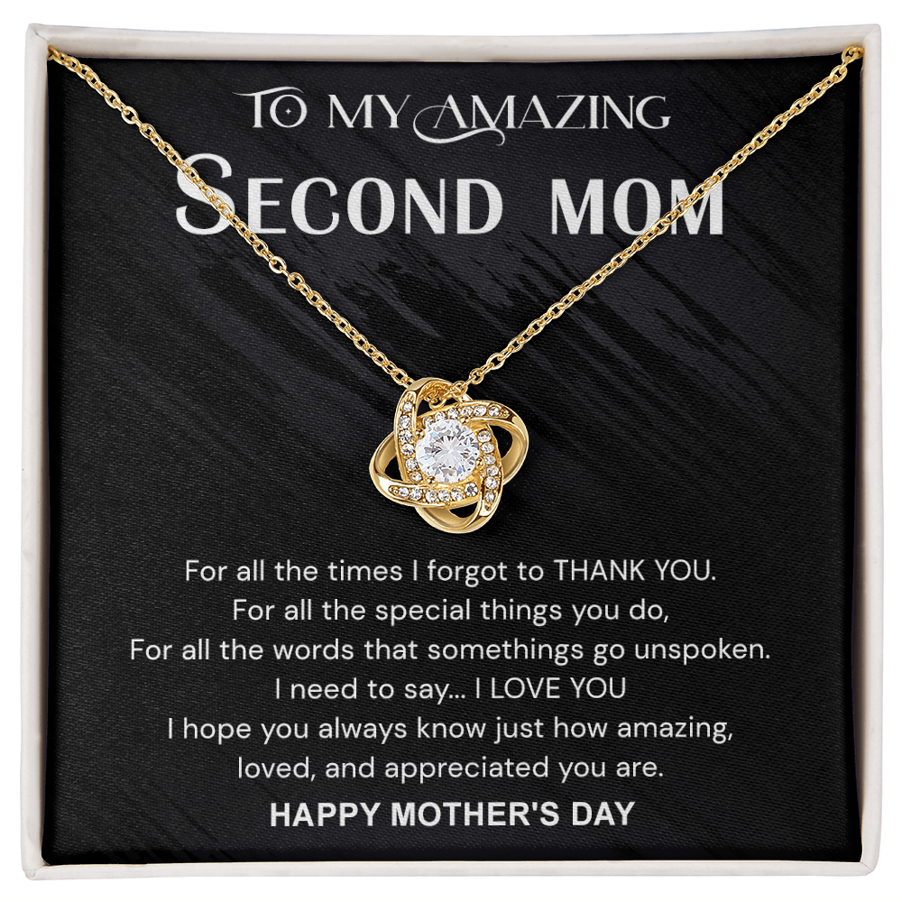 To My Amazing Second Mom Necklace From Daughter, Jewelry Gift For Women, Mother Happy Mother's Day Knot Pendant Gift For New Mom, Mother's Day Necklace Gift For her, Mother And Daughter Necklaces