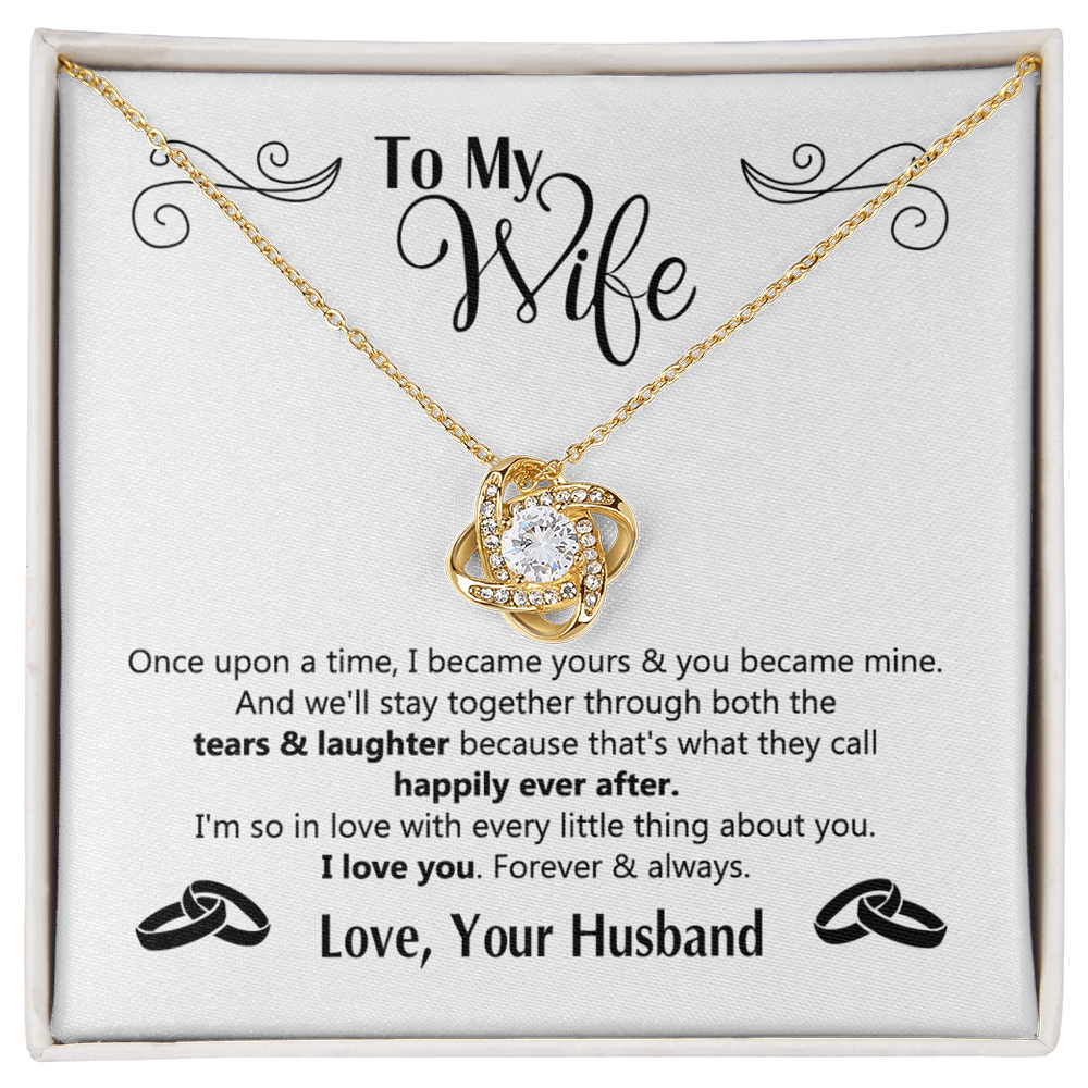 To My Wife Necklace Gift From Husband, Love Your Husband Love Knot Necklace Gift For Wife Soulmate Gift Necklace Girlfriend Husband To Wife Love Knot Pendant Jewelry Gift For Women, Woman Necklace