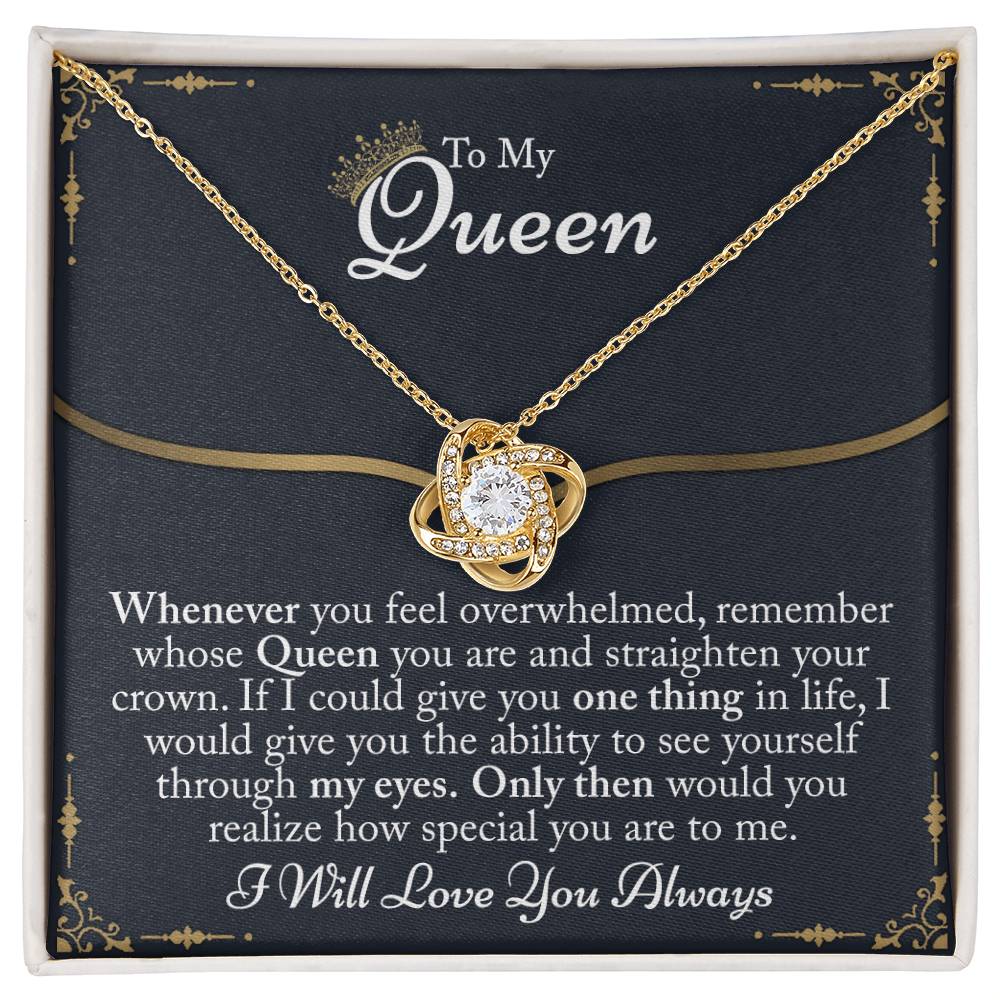 To My Queen Gift For Her Jewelry Gift Her Gift for Her Christmas Necklace From Boyfriend, Husband, Girlfriend Gift Necklace - Jewelry Gift For Girls, Love Knot Pendant Gift For Girlfriend, Soulmate