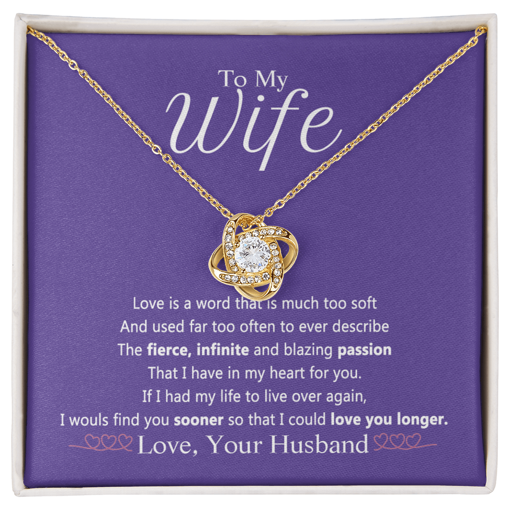Wife Gift Necklace From Husband, To My Wife Necklace, Wife Love Knot Necklace From Husband, Jewelry Gift For Women Badass Wife Gift Necklace Soulmate Necklace Gift From Men Love You Longer Necklace