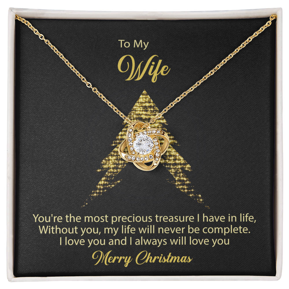 To My Wife Gift Necklace From Husband, Gift Necklace For Wife, Soulmate Gift Necklace Girlfriend, Husband To Wife Love Knot Pendant, Jewelry Gift For Women, Merry Christmas Necklace Gift For Wife