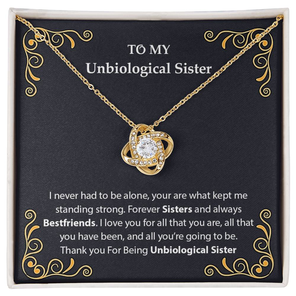 To My Unbiological Sister Love Knot Necklace From Sister, Bonus Sister Gift Necklace, Sister-in-Law Gift Pendant, Love Knot Jewelry for Sister in Law, Step Sister Gift, Soul Sister, Best Friend