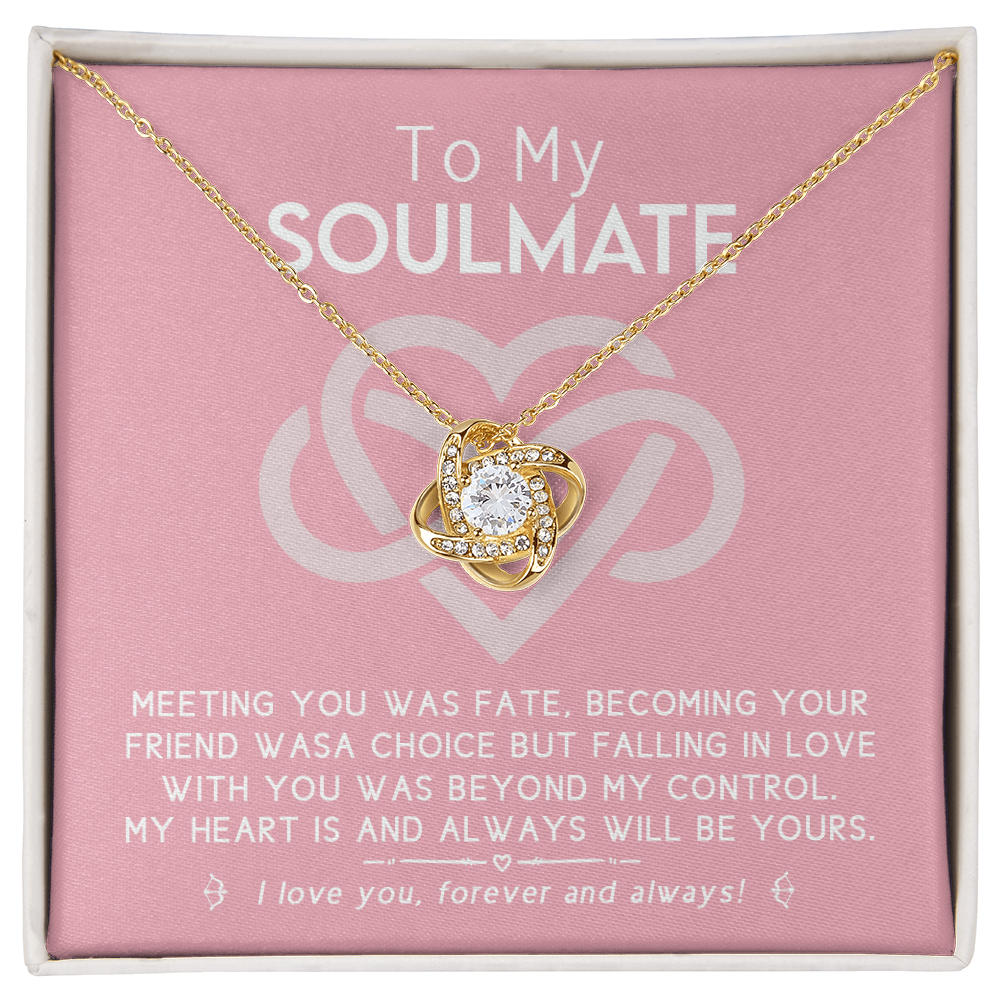 To My Soulmate Necklace From Husband, To Wife, Girlfriend, Soulmate Gift Love Knot Necklace On Valentines Day Christmas Necklace for Her Romantic Forever And Always Jewelry Gift For Women
