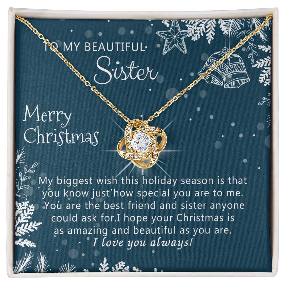 Personalized Gift Necklace, To My Beautiful Sisters Love Knot Necklace from Brother, Sisters Gift from Brother to Sisters Birthday Gift Necklace for Her, Jewelry Gift for Girls, Sister Gift Necklace