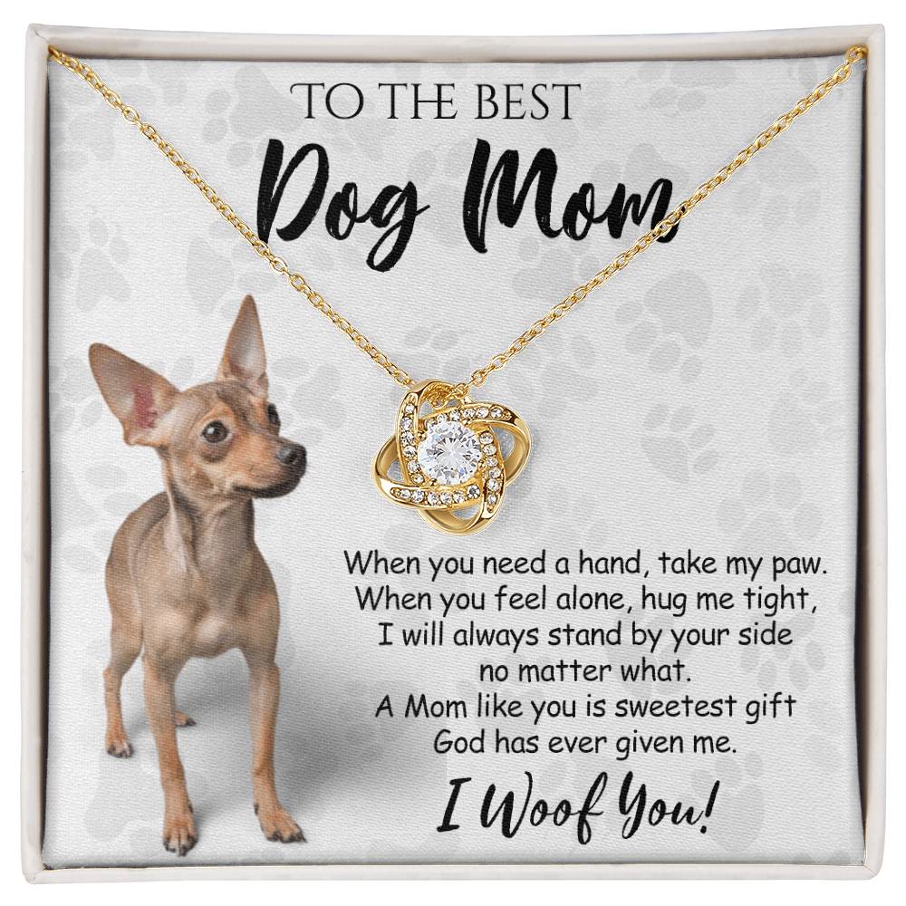 To The Best Dog Mom Love Knot Necklace From Daughter Mother's Day Necklace Gift, Chihuahua Love Knot Pendant, Jewelry Gift For Women, Dog Lovers Chihuahua Gift Necklace, Dog Mom Gift Necklace