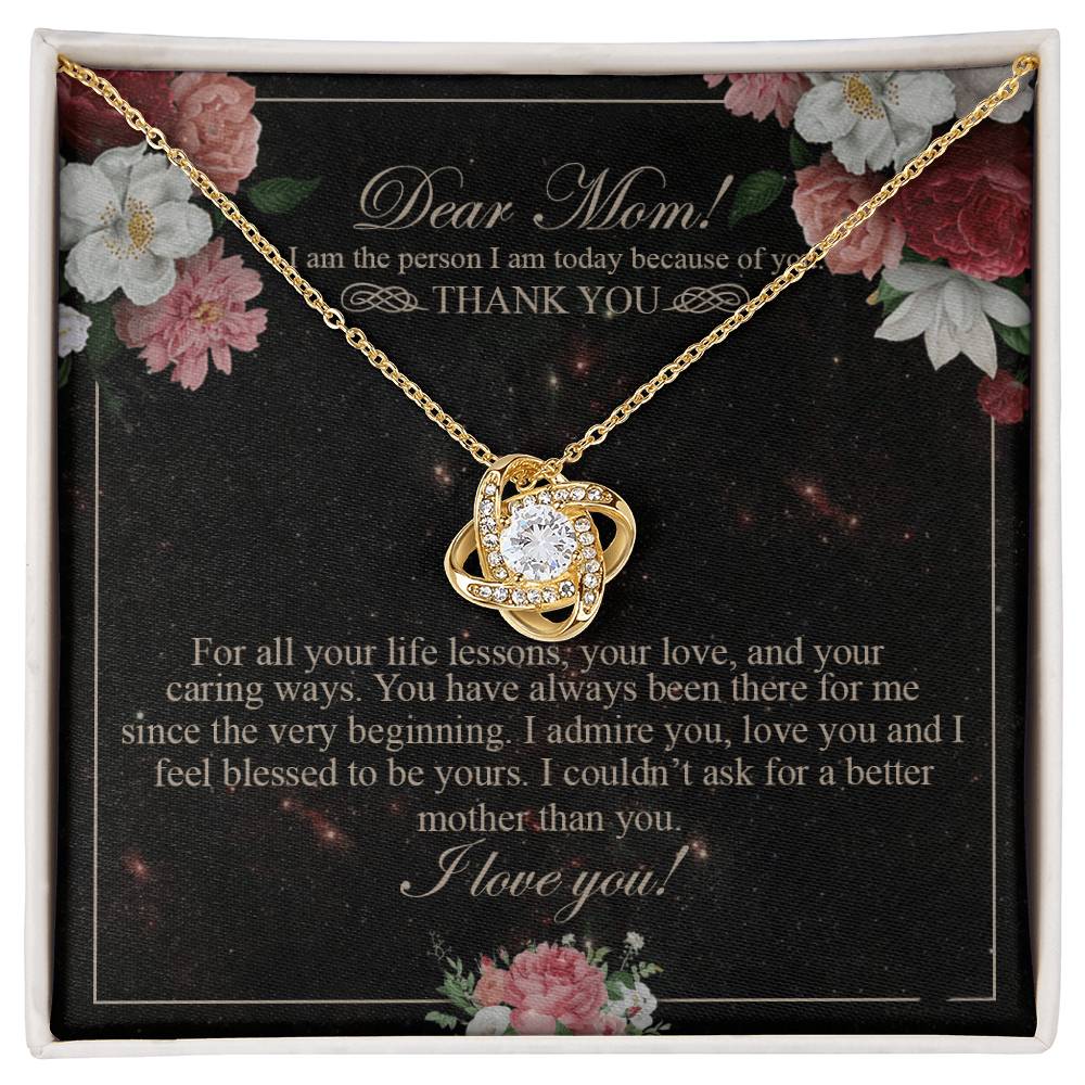 Meaningful Gift To Mom, Thank You Card For Mom, To My Mom Necklace From Daughter, I Love You Necklace For Mom, To Mom Love Knot Necklace, Jewelry For Mom On Birthday Gifts Mothers Day, Anniversary