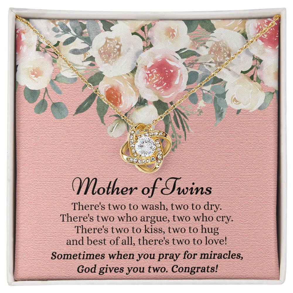 Mom Of Twins Necklace, Jewelry Gift For Mother Of Twins Love Knot Necklace, Parents of Twins, Gift Necklace For New Mom of Twins, Birthday Gift For Mom of Twins Necklace, New Mom Gift Necklace
