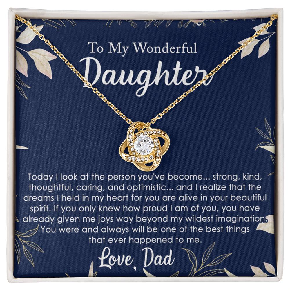 Daughter Gifts Necklace From Dad, To My Daughter Lion Dad And Daughter Love Knot Necklace Birthday Gift for Daughter From Dad, Christmas Gift For Daughter Necklace, Father To Daughter Gift Necklace