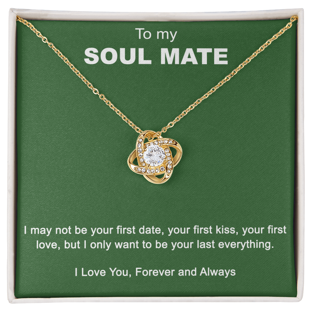 To My Soul Mate Love Knot Necklace Gift From Husband, Boyfriend with Message Card Gift For Soulmate Love Knot Pendant, Gift Necklace for Her Romantic Soulmate Gift Pendant, Girlfriend Gifts