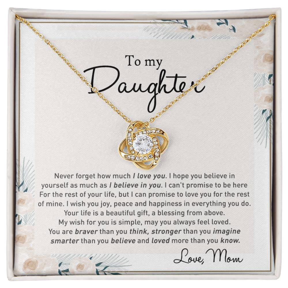 To my Beautiful Daughter Necklace With Thoughtful Card Box Gifts for Daughter from Mom Mother Daughter Gifts Jewelry for Girls Little Girl, Daughter Present On Birthday Graduation Gift Christmas