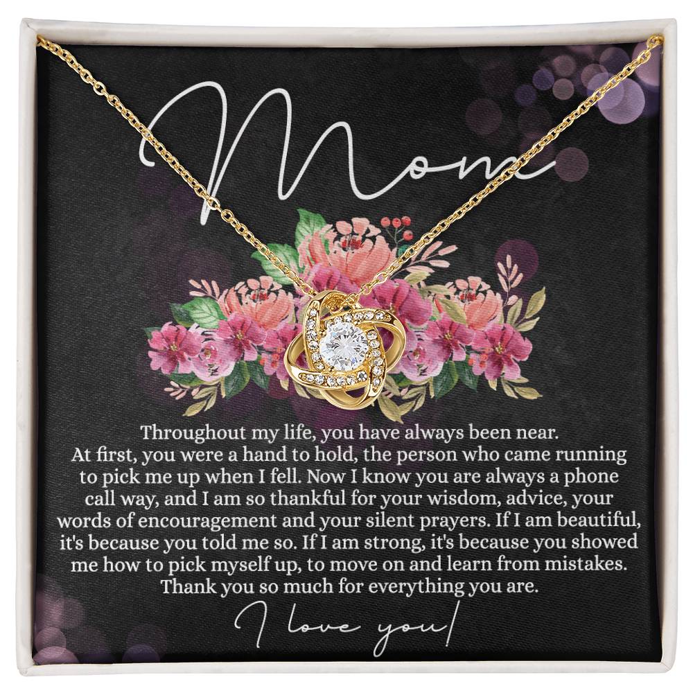 Mom Gift Necklace, To My Mom Love Knot Necklace From Daughter, Thank You Necklace Gift For Mom, Mother's Day Necklace Gift For Mom, Birthday Gift For Mom, Anniversary Jewlry Gift For Women