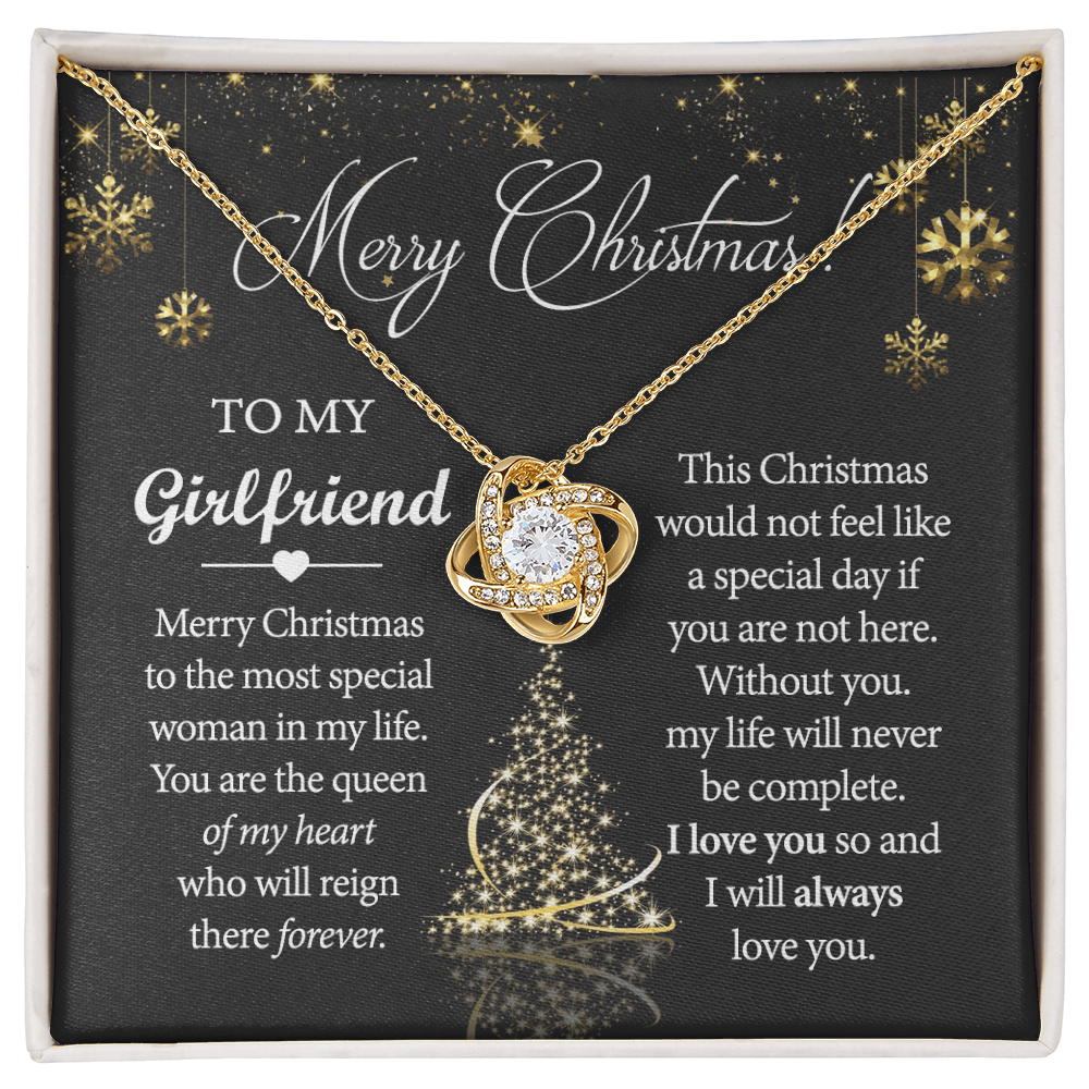Merry Christmas Necklace For Girlfriend, To My Girlfriend Gift Love Knot Necklace From Boyfriend, Husband, Girlfriend Gift Necklace - Love Knot Pendant Gift For Girlfriend, Soulmate Gift Necklace