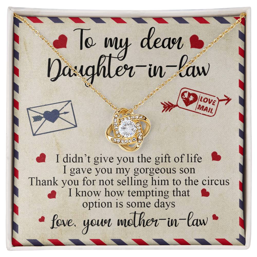 To My Dear Daughter-in-Law Gift Necklace From Mother In Law, Luxe Love Knot Necklace Gift Set, Necklaces For Girls, Little Girl Daughter In Law Gifts Necklace, Jewelry Gifts For Women Gifts