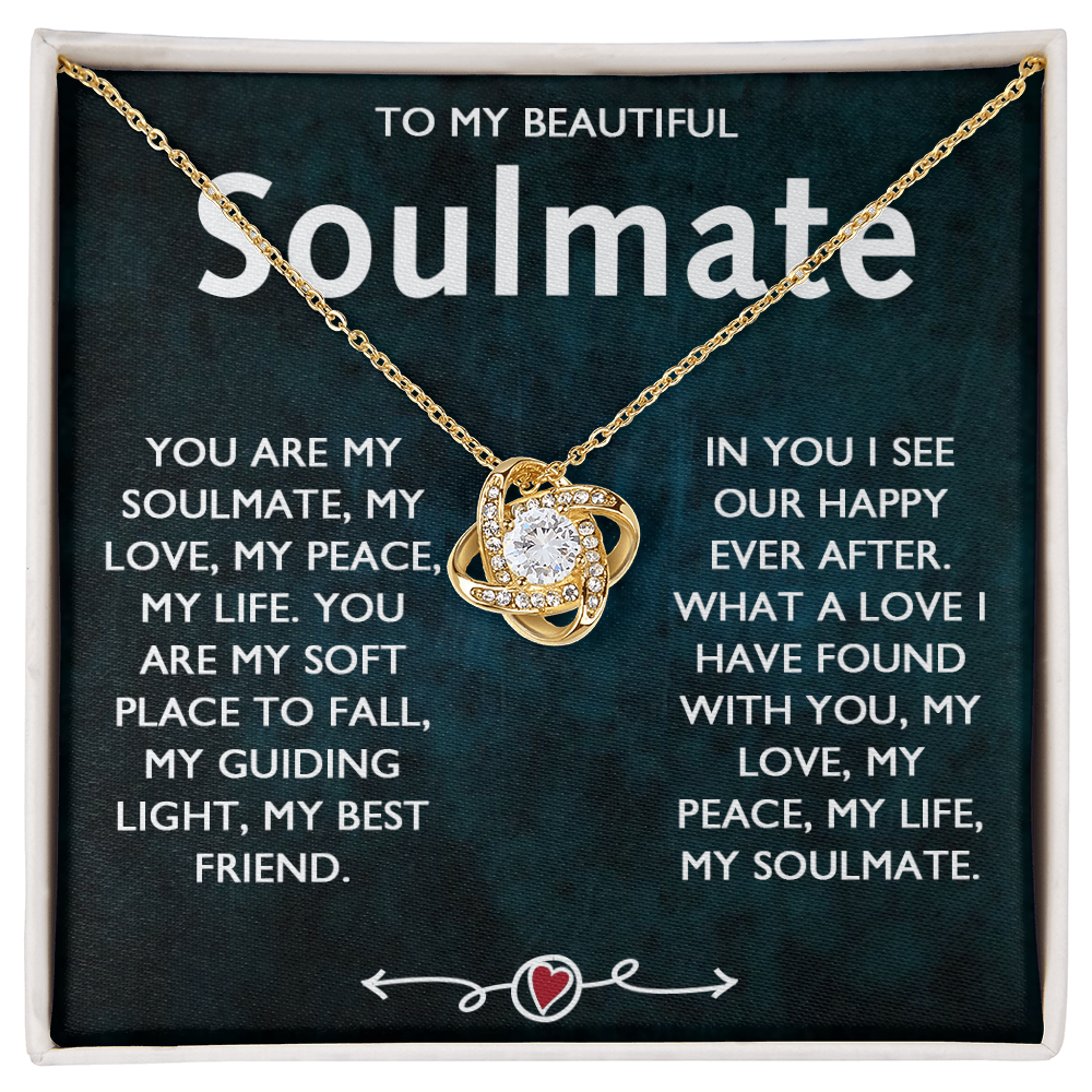 To My Beautiful Soulmate Necklace, Gift Necklace for Soulmate, Love Knot Necklace for Girlfriend, Soulmate Jewelry, Future Wife Gift Necklace, Necklace for Wife from Husband 14k White Gold