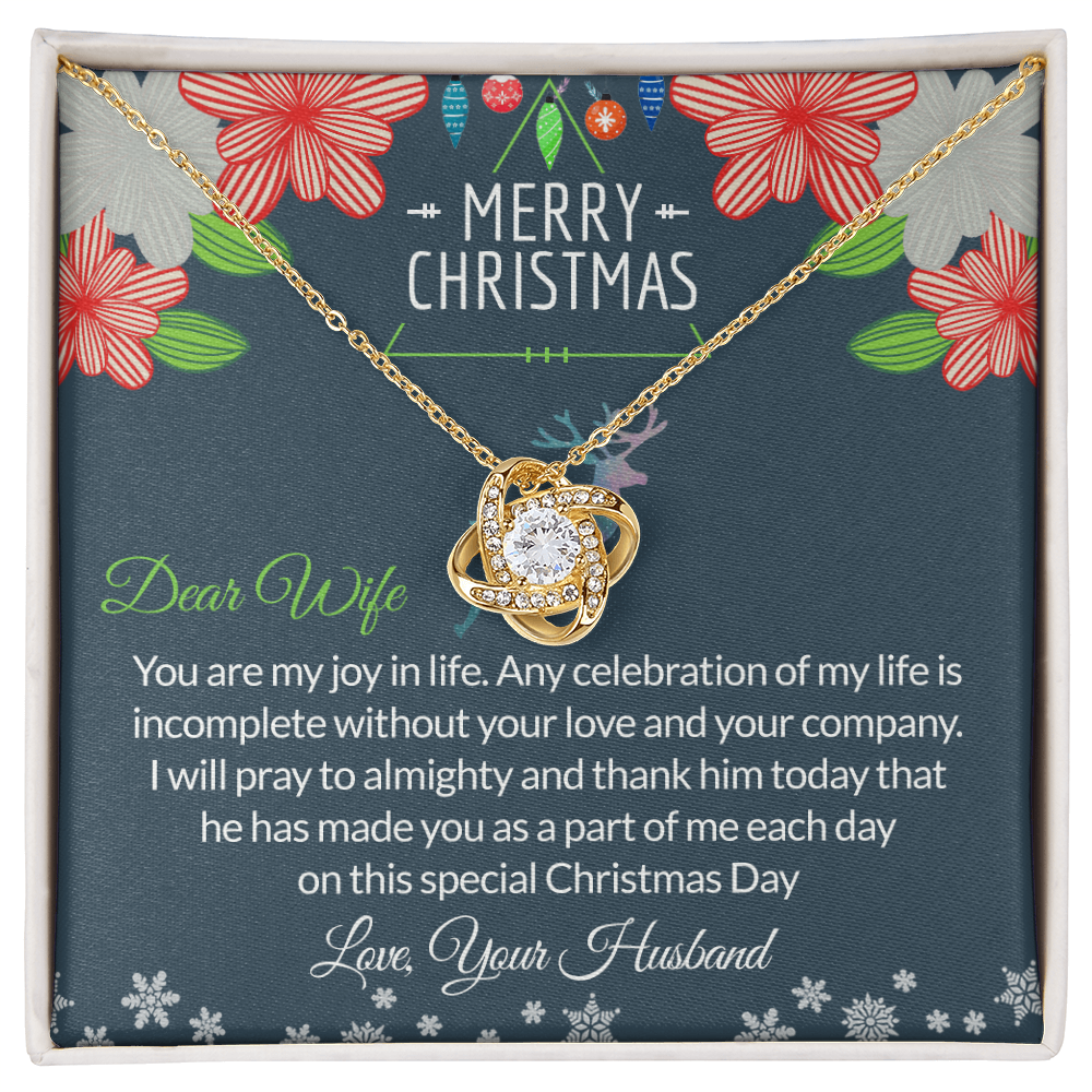 Dear Wife Gift Necklace, To My Wife Necklace From Husband, Merry Christmas Necklace Gift For Wife, Husband To Wife Love Knot Pendant, Christmas Necklace For Wife Christmas, Jewelry Gift For Women