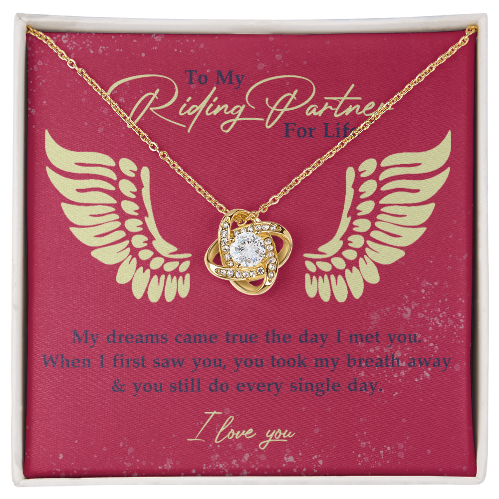 To My Riding Partner for Life Necklace From Husband, Boyfriend, Biker Wife Motorcycle Love Knot Necklace, Jewelry For Women Gift Necklace for Her Romantic Girlfriend Gift Necklace Message Card