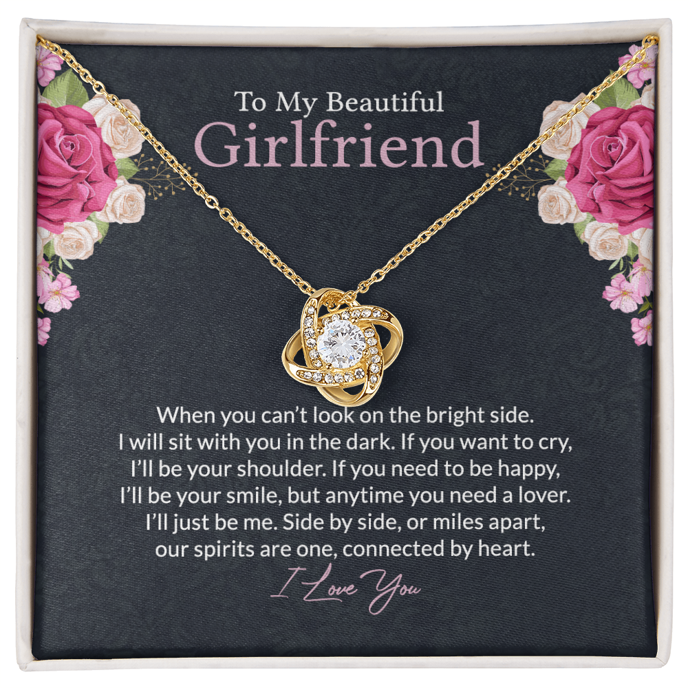 To My Beautiful Girlfriend Love Knot Necklace From Boyfriend, Husband, Girlfriend Gift Necklace - Love Knot Pendant Gift For Girlfriend, Soulmate Side By Side Gift Necklace To Girlfriend From Men