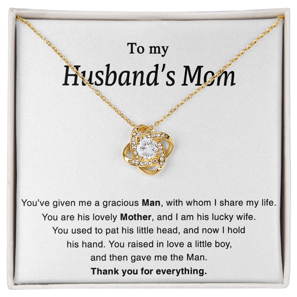 To My Husband's Mom Necklace For Her Thank You Mom Jewelry Gift Knot Mothers Day