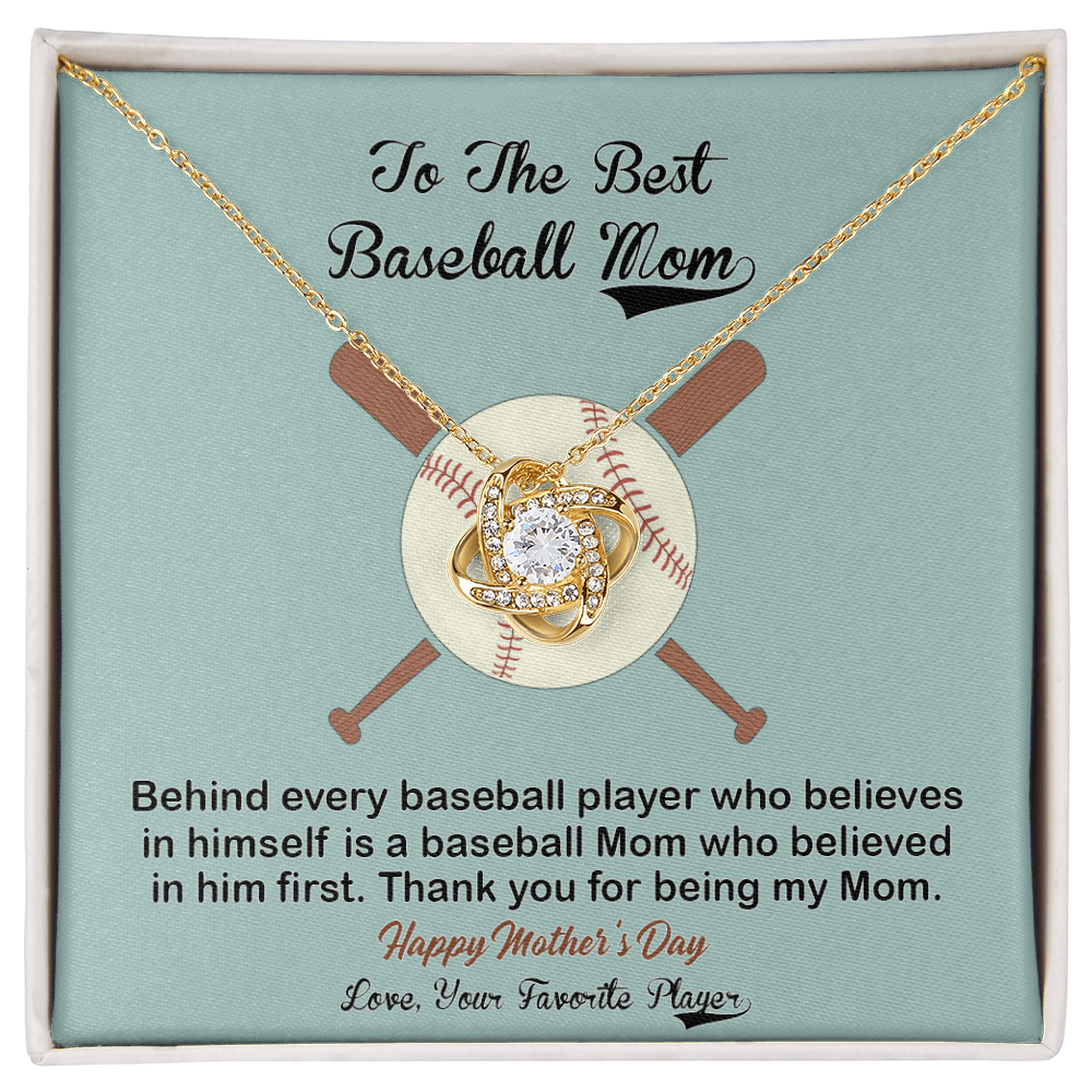 Baseball Mom Gift Necklace, To the Best Baseball Mom Necklace From Daughter, Favorite Player Necklace Gift For Mom, Baseball Mom Love Knot Necklace Jewelry Gift For Women, To The Best Mom Necklace