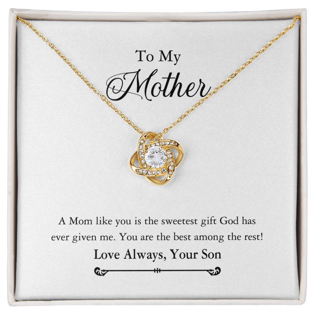 To My Mother Necklace Gift From Son, Happy Mother's Day Love Knot Pendant For Mom Necklace Gift Love Always Your Son For Mom, Mother Gift Necklace To Son, Mamato Be Gift Necklace From Son