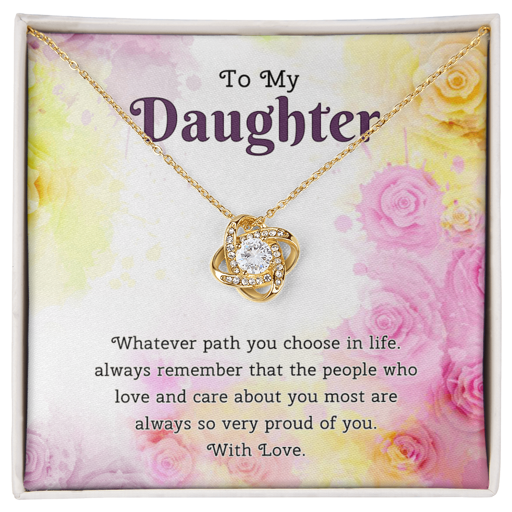 To My Daughter Love Knot Necklace From Paren, Flower Daughter Gift Necklace, Mother And Daughter Love Knot Necklace, Daughter Gift Necklace From Father, Mother To Daughter Jewelry Gift For Girls